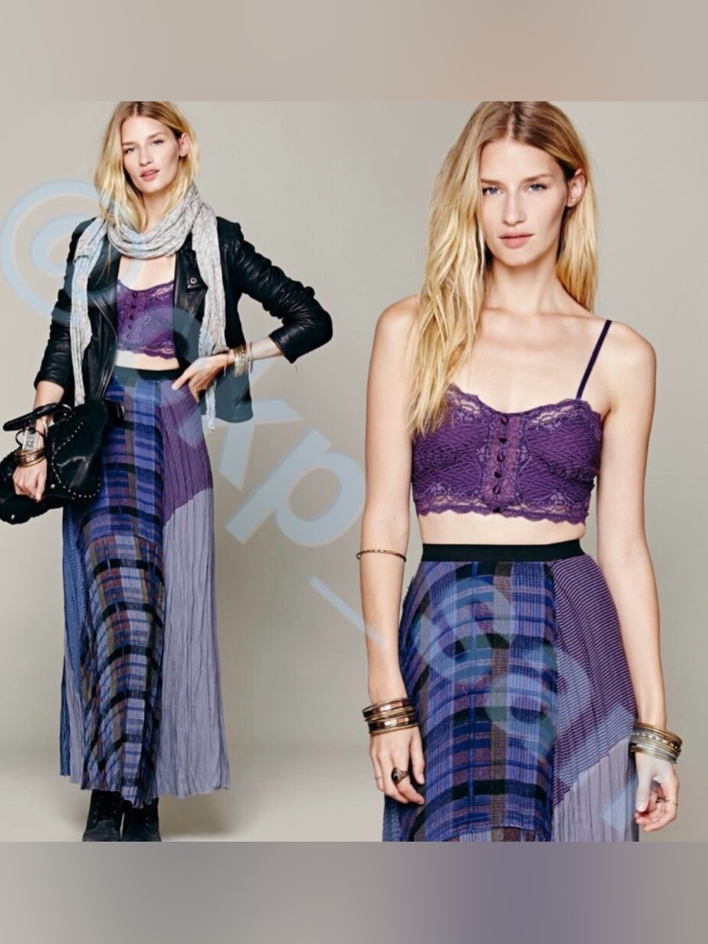 Free People FP One Plaid Clover Maxi Skirt - vintage RARE find